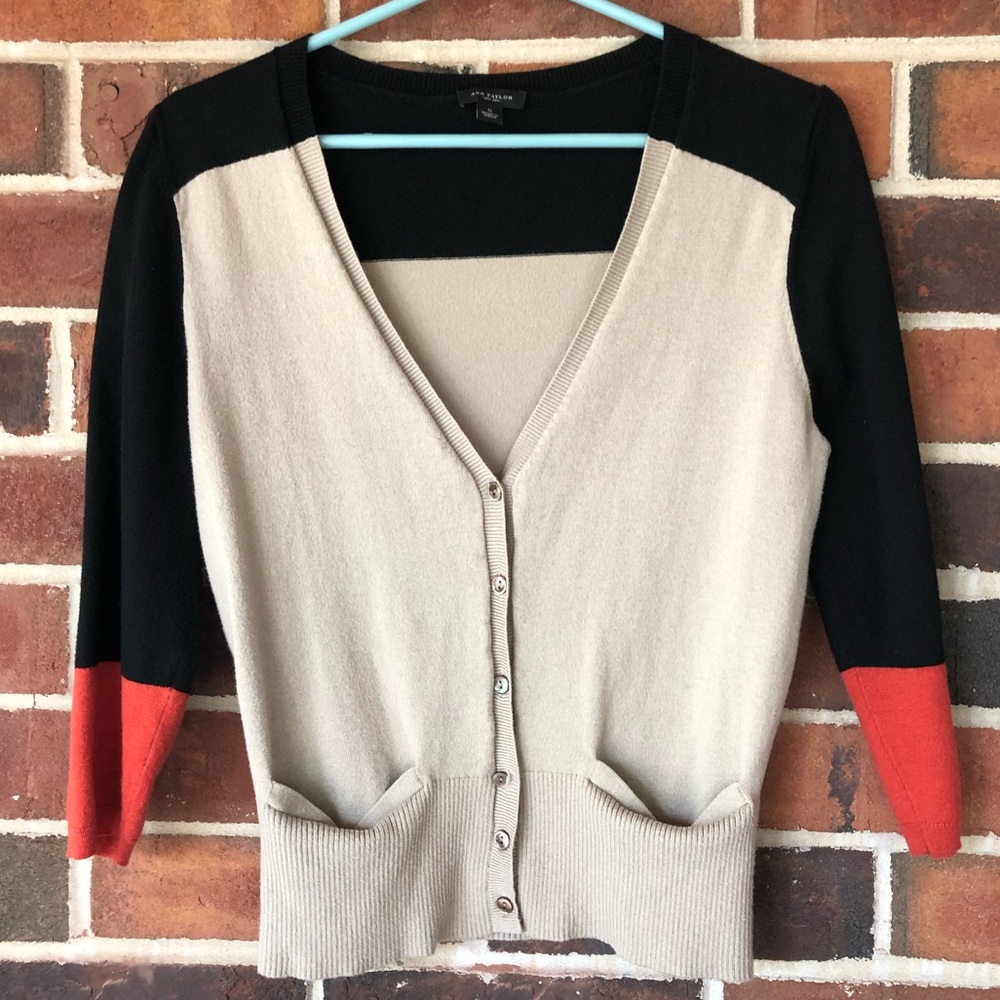 Ann Taylor Color Block Cardigan